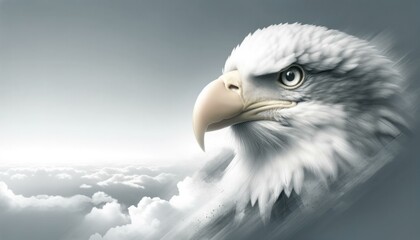 Fototapeta premium Majestic Eagle Soaring Above Clouds, Freedom Concept