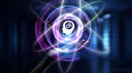 Machine learning AI Artificial intelligence neural network technology concept.