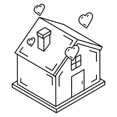 emotions and sensations Home isometric Concept, Spending Time at Cottage Vector Icon Design, Holidays Season Gift Symbol, Relationship and Heartfelt Sign, Cottage with Love Stock illustration