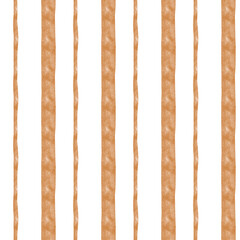Watercolor seamless geometric pattern with brown vertical stripes. A simple illustration for printing on fabrics and bedding in boho and minimalist style. Lined up