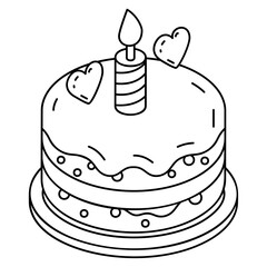 Strawberry Dessert Cream Cake isometric Concept, Valentine Day Cake decorated with Heart Shape Vector Icon Design, obsession crush Symbol,Wedding Day Cake with Candle Stock illustration