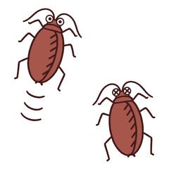 動くゴキブリとやられたゴキブリのかわいいイラスト