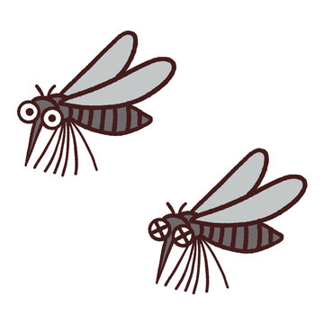 元気な蚊とやられた蚊のかわいいイラスト