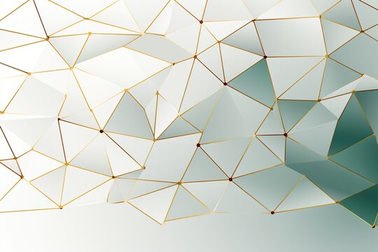 outline drawing wireframe Gold and green Abstract Geometry.