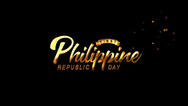 First Philippine Republic Day Text Animation on Gold Color. Great for First Philippine Republic Day Celebrations, for banner, social media feed wallpaper stories