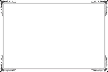 Fototapeta premium Elements of oriental frames. Black on white traditional chinese motifs. Design print for greeting cards, wedding invitations, chinese new year, royal certificates. Set 20 