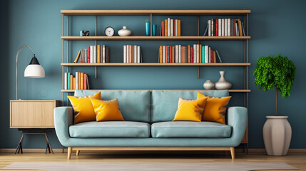 Mid-Century Marvel: Sofa and Bookcases in Modern Living