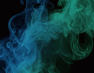 Red, green and blue smoke with black background. smoke mixing in dark room. generative ai