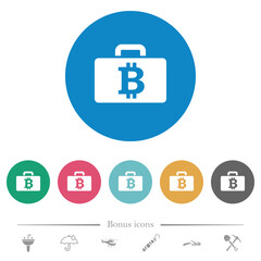 Bitcoin bag flat round icons