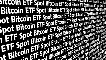 Bitcoin etf spot on black background digital money investment fund in crypto market exchange traded fund with low fee and high revenue potential