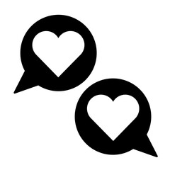 Love, Relationship and Valentine's Day Icons | Love Chat Filled Silhouette SVG Vector Illustration