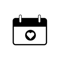 Love, Relationship and Valentine's Day Icons | Heart Calender Filled Silhouette SVG Vector Illustration