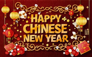 Naklejka premium Chinese New Year Greeting Card