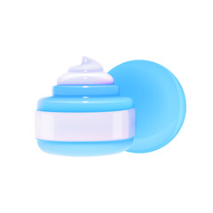 3D jar with cream swirl isolated on white background.
