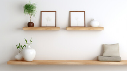 Gallery of Elegance: Wood Floating Shelf in Modern Living Space