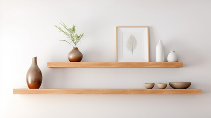 Gallery of Elegance: Wood Floating Shelf in Modern Living Space