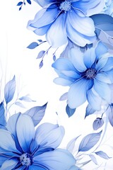 Cobalt blue pastel template of flower designs with leaves and petals