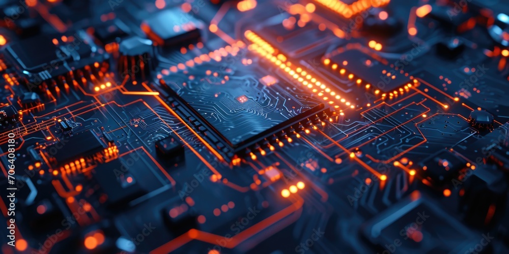 Aufkleber Close up view of a computer circuit board. Suitable for technology and electronics concepts