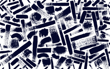 Seamless pattern grunge weave. Vector brush wicker texture. Geometric simple print, background. Black abstract geometric ornament. Interlacing bold lines, bands. Distressed texture of weaving fabric.