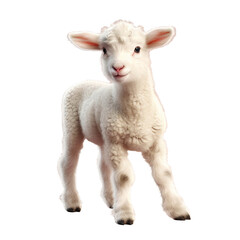 Cute white lamb isolated on a transparent background