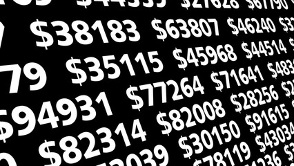 Digital money dollars changing on black background for finance bank and investment services showcasing value of dollars money tax, contracts, and financial news