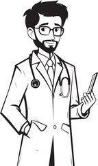 Obraz premium happy sketch of a doctor on white background generative ai