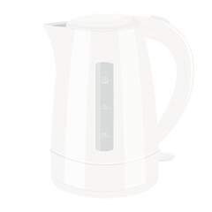 Realistic electric kettle made of metal , isolated vector illustration on white background Teapot. Electric kettle for home use in the kitchen. For boiling water for tea or coffee. Flat icon