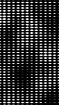 Abstract black and white gradient halftone dotted background with a pop cartoon comic vertical motion pattern. Seamless loop in retro monochrome vintage style in 4k. Fit for tint, alpha, or overlay la