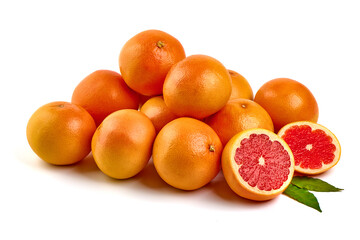 Red grapefruits, isolated on white background