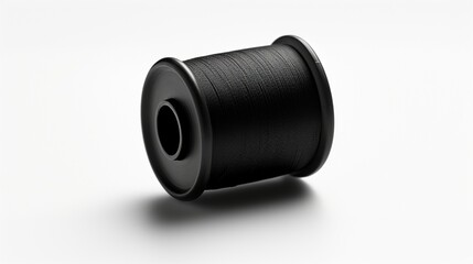 a black isolated thread spool against a white background.