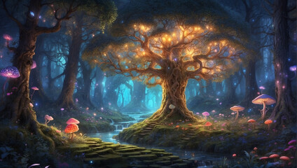 beautiful glowing tree HD image download