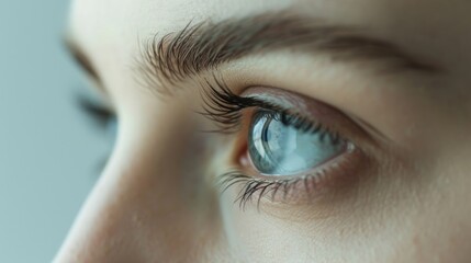 Fototapeta premium A detailed close-up of a woman's mesmerizing blue eye. Perfect for beauty, fashion, or eye care-related projects