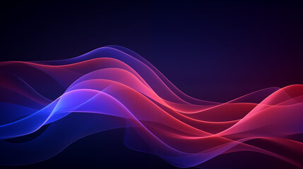 Naklejka premium Abstract dark background with wavy neon glowing lines, purple, pink
