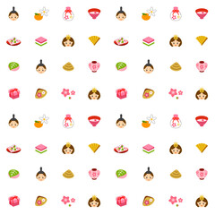 ひな祭りのパターン　白背景