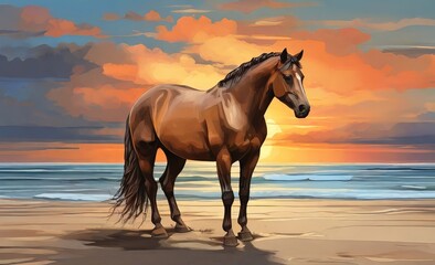 Leonardo Diffusion XL A brown horse standing on top of a sandy