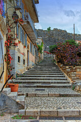 Fototapeta na wymiar Steps leading to the fort in Corfu Greece