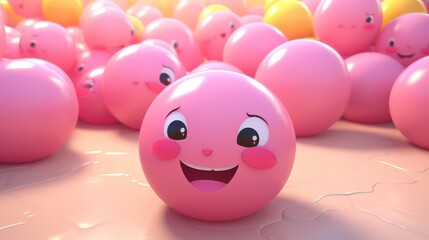 a pink ball with a smiley face
