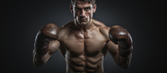 Fototapeta na wymiar Boxer lifting arms