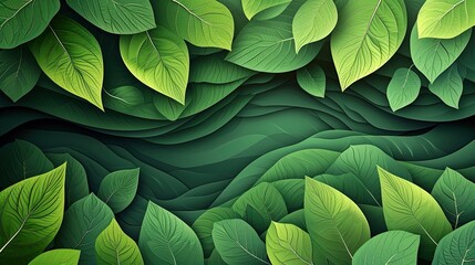 Abstract vector background, natural elements, paper cut style 