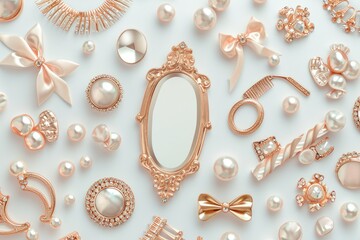 A collection of various jewelry items displayed on a clean white surface. Perfect for showcasing different jewelry designs and styles