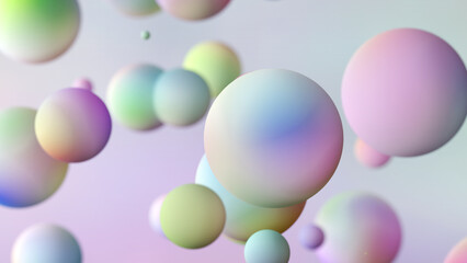 カラフルな球の3D背景。シャボン玉。幻想的な背景。