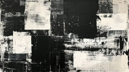 Fototapeta premium Generative AI, vintage grunge black and white collage background. Different textures and shapes 