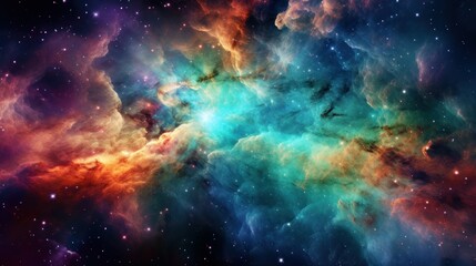 Space background. Colorful nebula with stars in deep space.