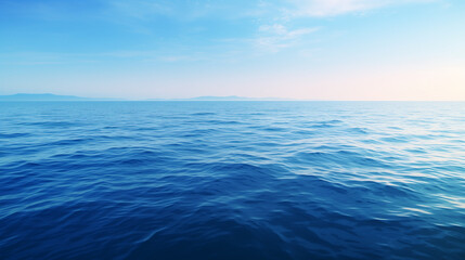Obraz premium Blue sky and sea, Calm sea surface. Seascape in early morning hours under clear skies, Ai generated image 