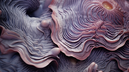 Close up of a mushroom, Giant clam texture macro. Beautiful sea shell textured close-up, Ai...