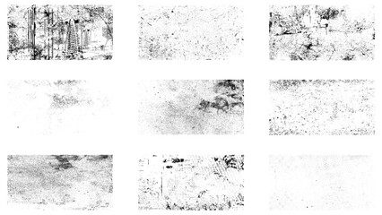 Collection of Grunge Distress Vector Textures - Black and White Backgrounds with Splatter, Scratch and Stain Effects