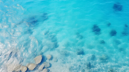 water in the pool, Top view Blue ripped sea water as swimming pool. Crystal clear ocean lagoon bay turquoise blue azure water surface, closeup natural environment. Tropical Mediterranean beach Ai