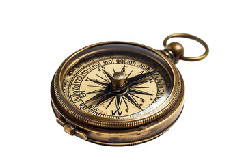 Fototapeta na wymiar Vintage Brass Compass isolated on transparent background