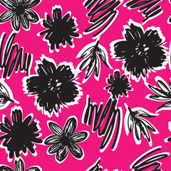Abstract Florals Creative Pattern. Bold Big Flowers.
Pop Art Botanical Background in vector
