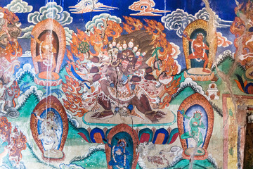 Fototapeta na wymiar Tantric Buddhism, Vajrayana, Thangki, Buddhist Art, Tibetan Buddhism